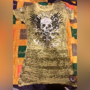 Affliction yellow shirt. Size Medium.